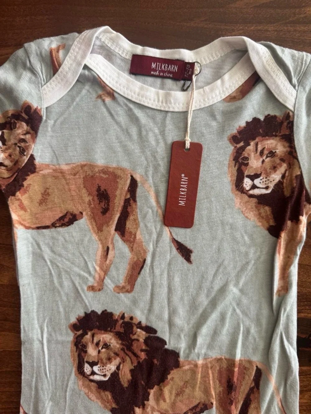 NWT Milkbarn Milk Barn Bamboo Lion Bodysuit Onesie 12-18 Months
